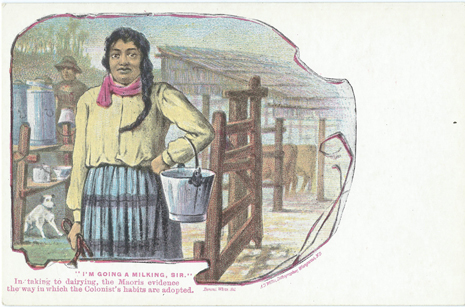 (front of postcard) A D Willis Postcard, I'm a going milking sir...